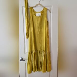 notPERFECTLINEN Yellow Ruffled Tiered Maxi Sundress